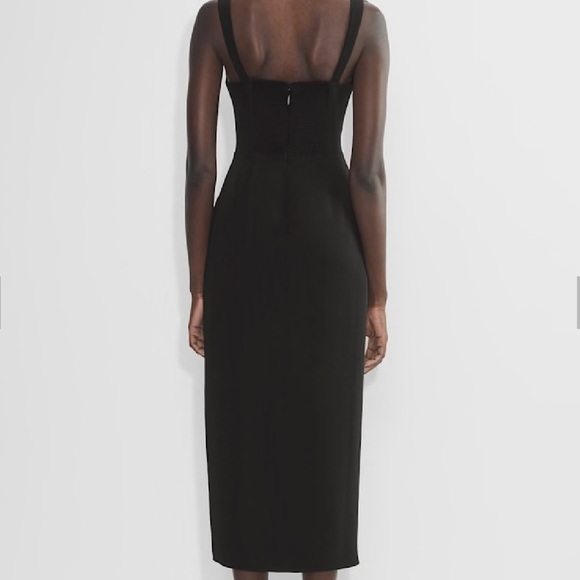 Aritzia Babaton 90s Slit Midi Black Dress Sz 4 - Picture 2 of 15